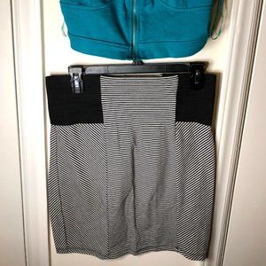 Black and White Striped Skirt Large
